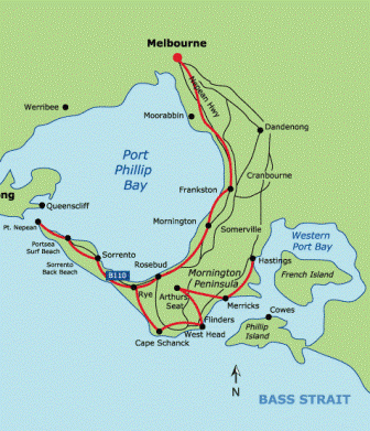 Map of Port Phillip Bay & Westernport Bay
